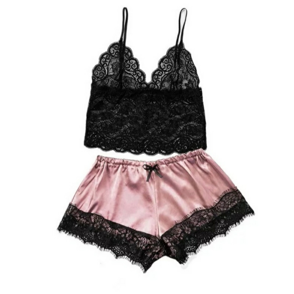 2 Piece ladies Pajama Set Top has Adjustable Strap